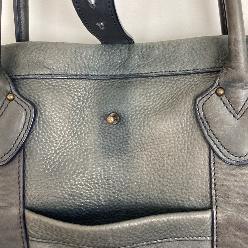 LL Bean Signature Heritage Navy Blue Leather Tote Bag - Picture 15 of 16